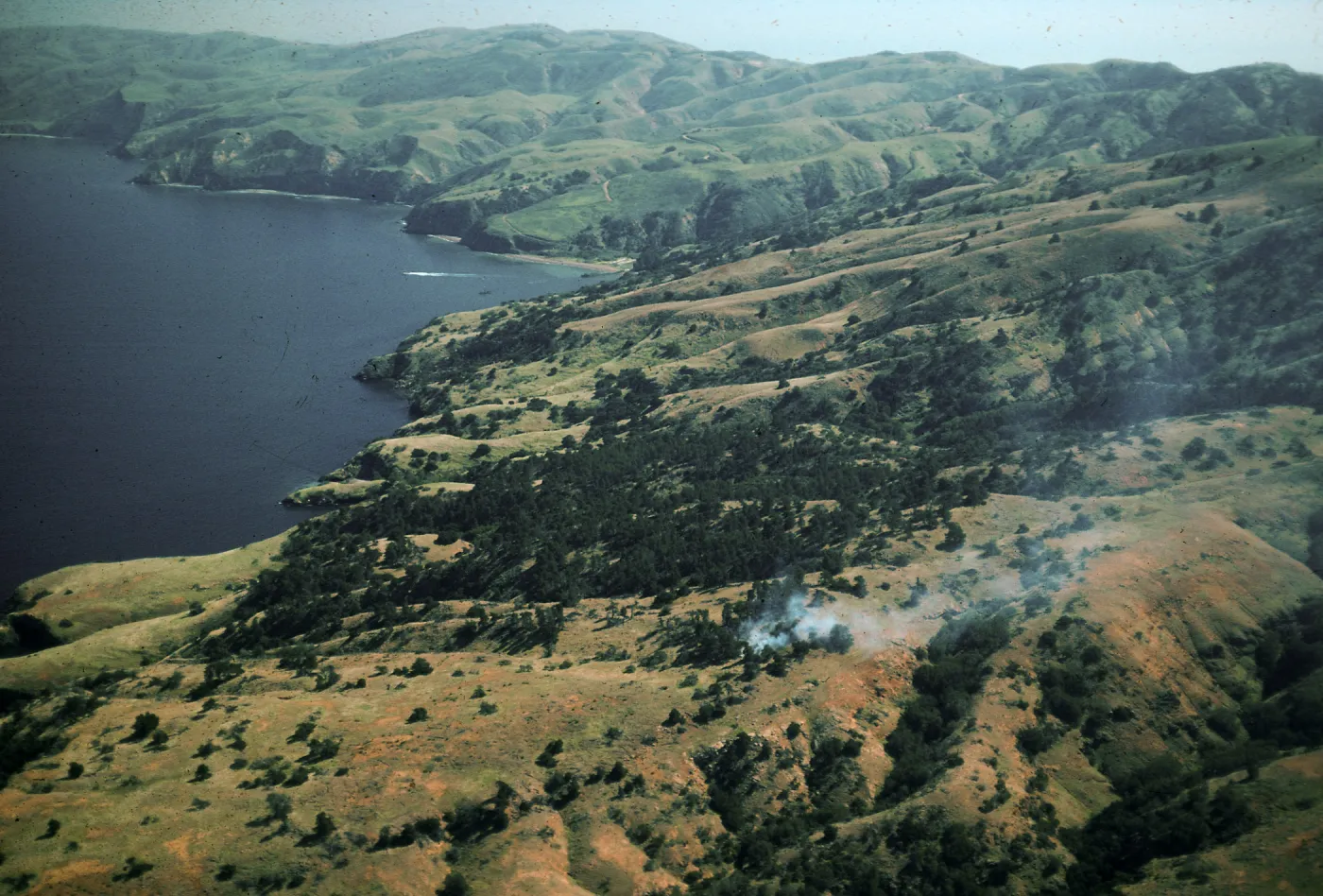 Santa Cruz Island, fire just East of Twin Harbor