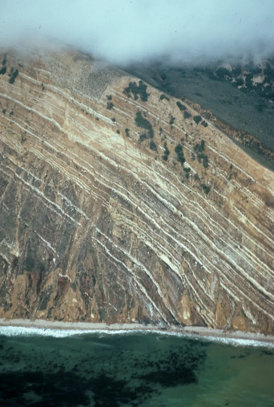 Southeast end of island, offshore bluffs, geologic strata