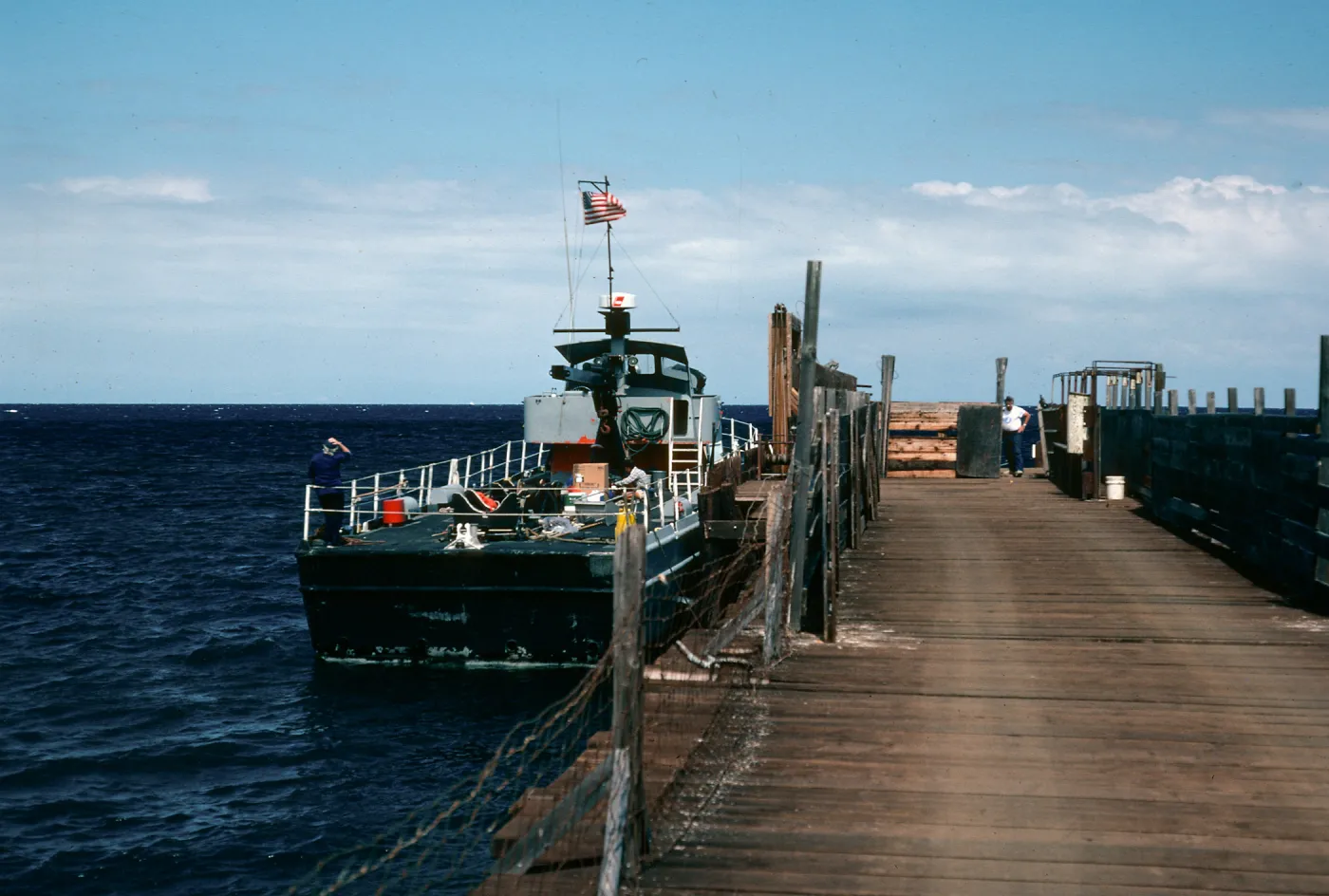 Santa Cruz Island, Prisoners Harbor, navy boat