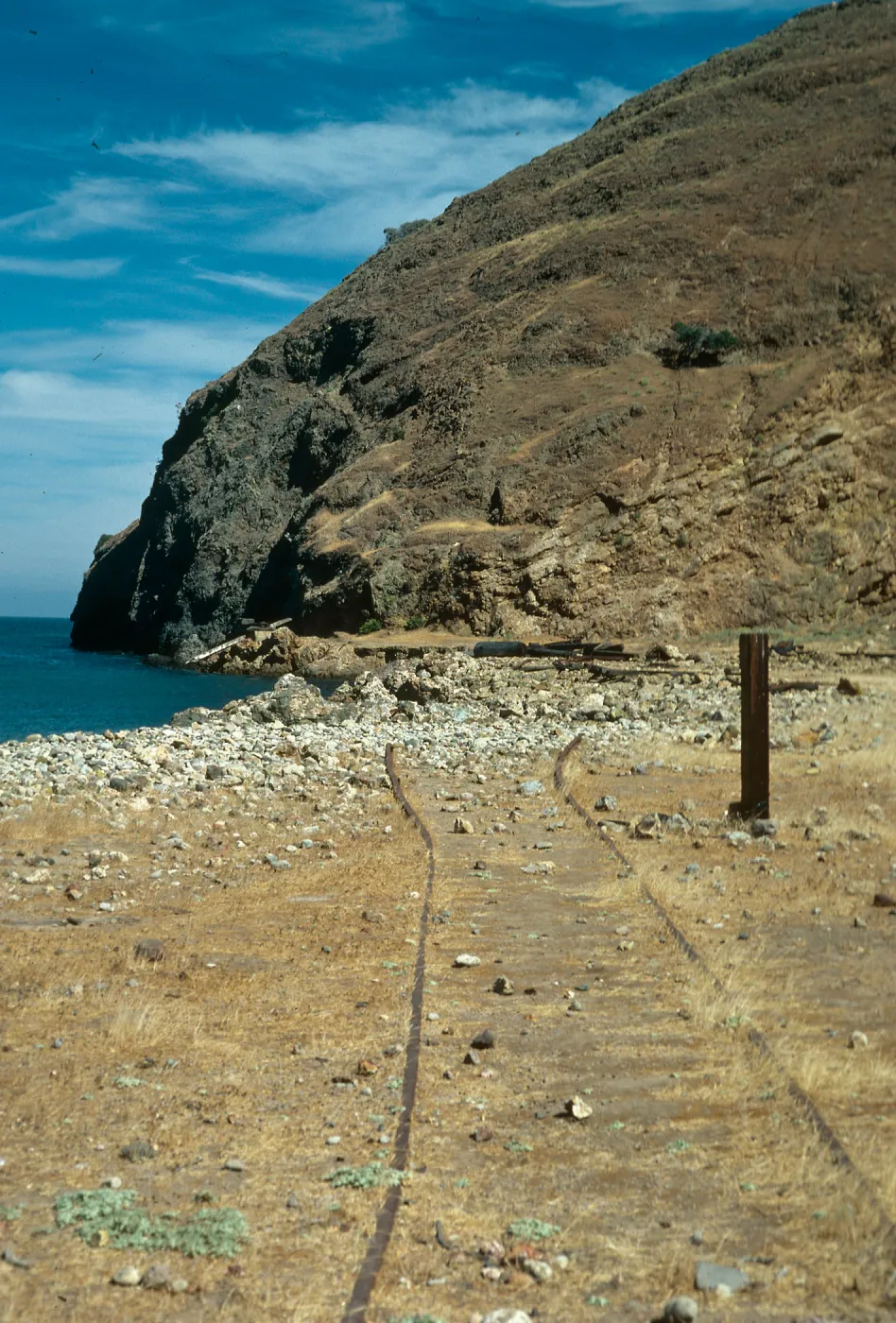 Santa Cruz Island, Frys Harbor, old railroad tracks