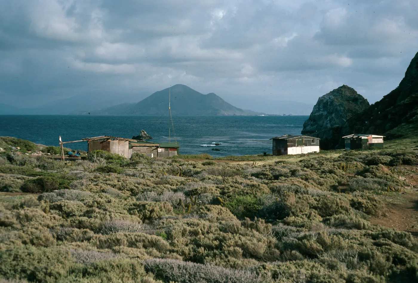Fishing camp on Isla Todos Santos del Sur looking towards Punta Banda peninsula