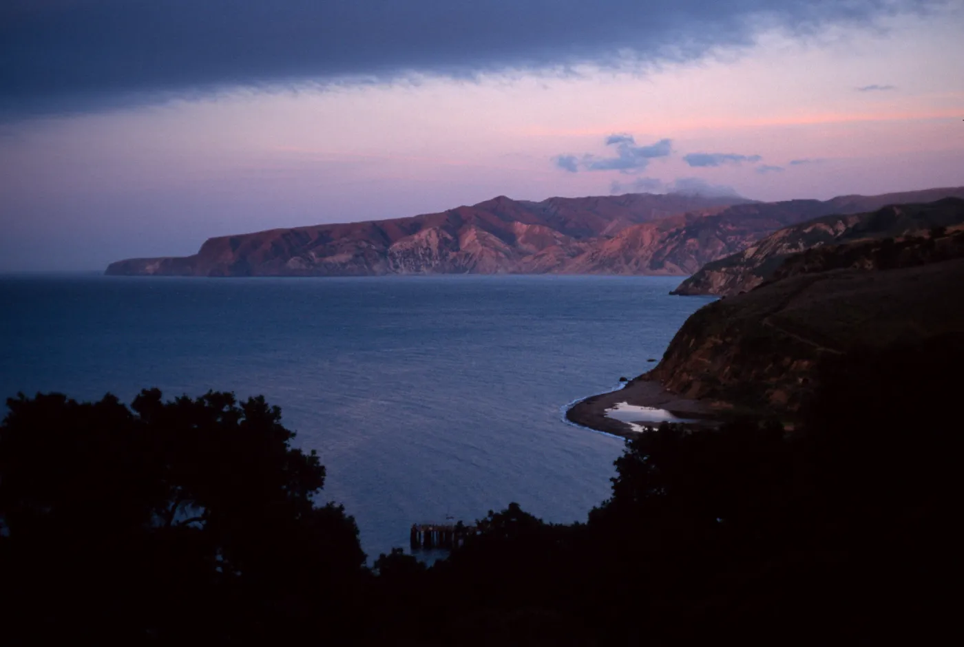 Santa Cruz Island, dusk over Prisoners Harbor
