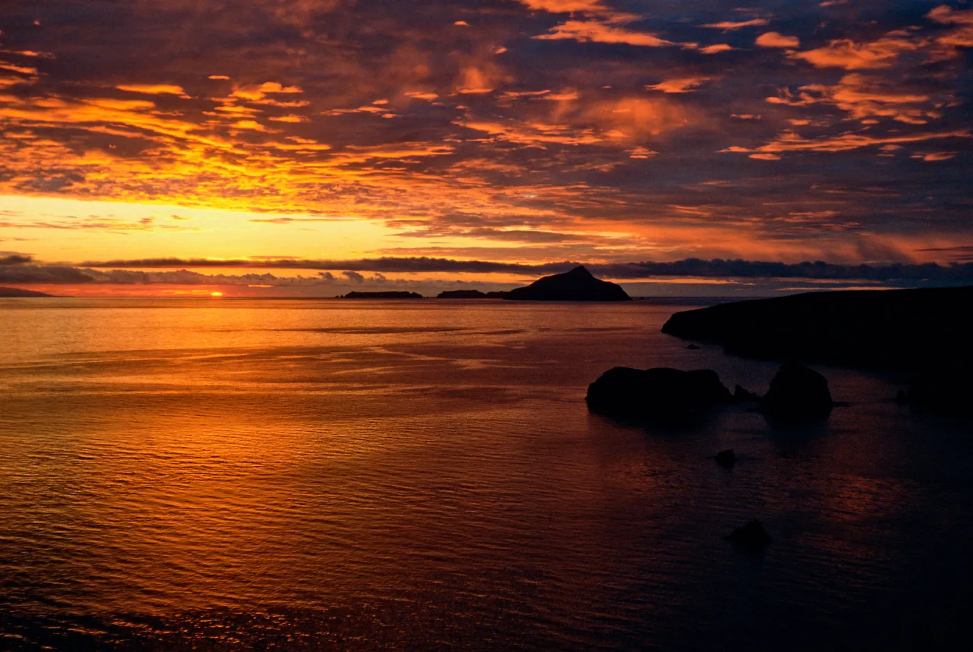 Santa Cruz Island, sunrise over Anacapa Island & Scorpion Bay
