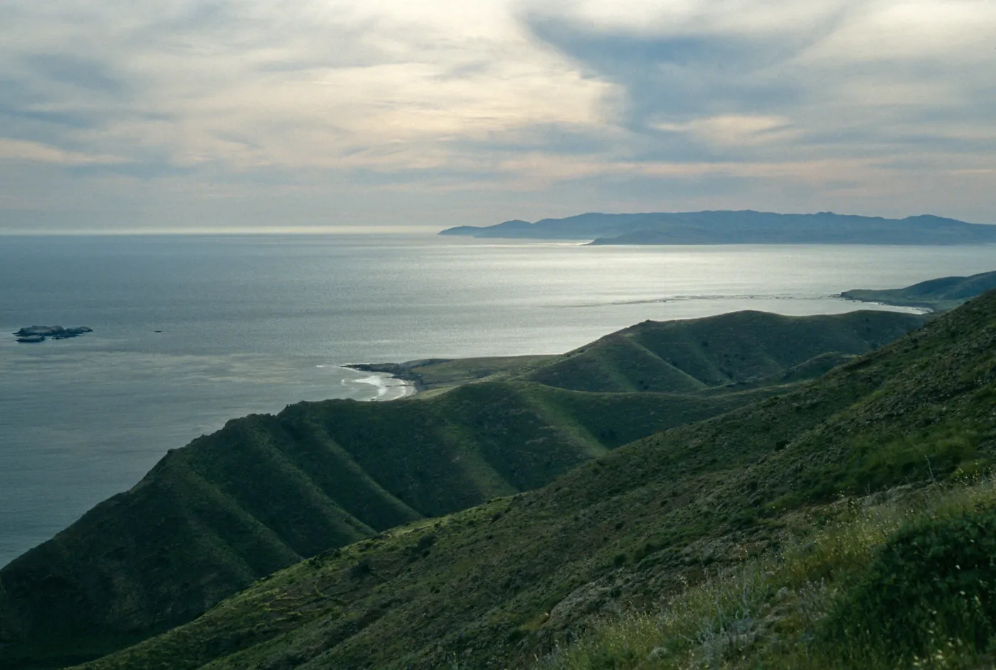 Santa Rosa, Gull Island from ridge, West of Alamos Canyon, Santa Cruz Island