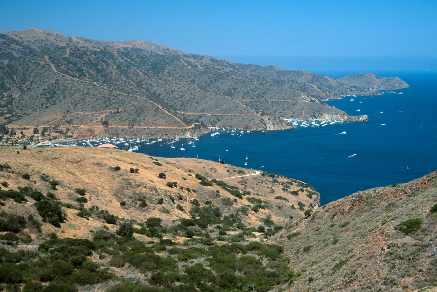 view of two harbors, looking West, Santa Catalina Island