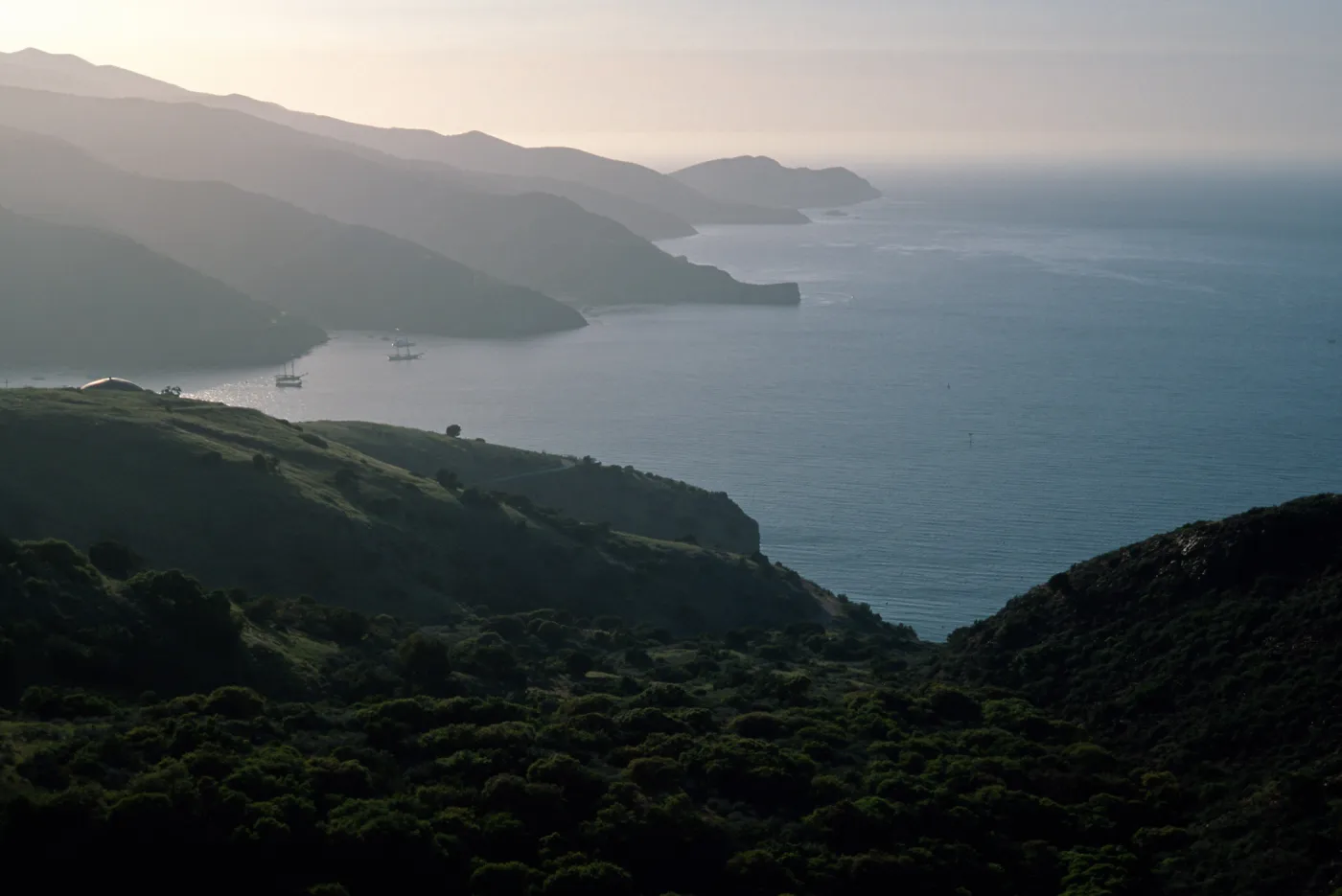 looking West across two harbors, Santa Catalina Island