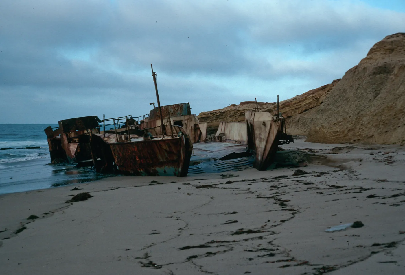 Shipwreck, YFU-5, North range marker poles, San Nicolas Island