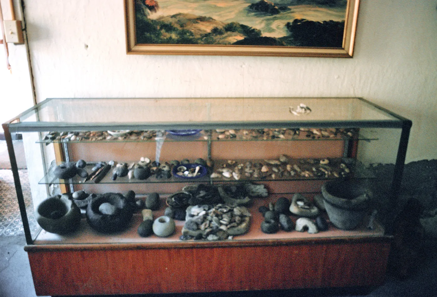 dining room display, Chumash artifacts, Scorpion Ranch, Santa Cruz Island