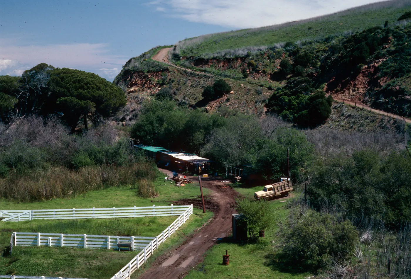archery camp, from Lookout Hill, Prisoners Harbor, Santa Cruz Island