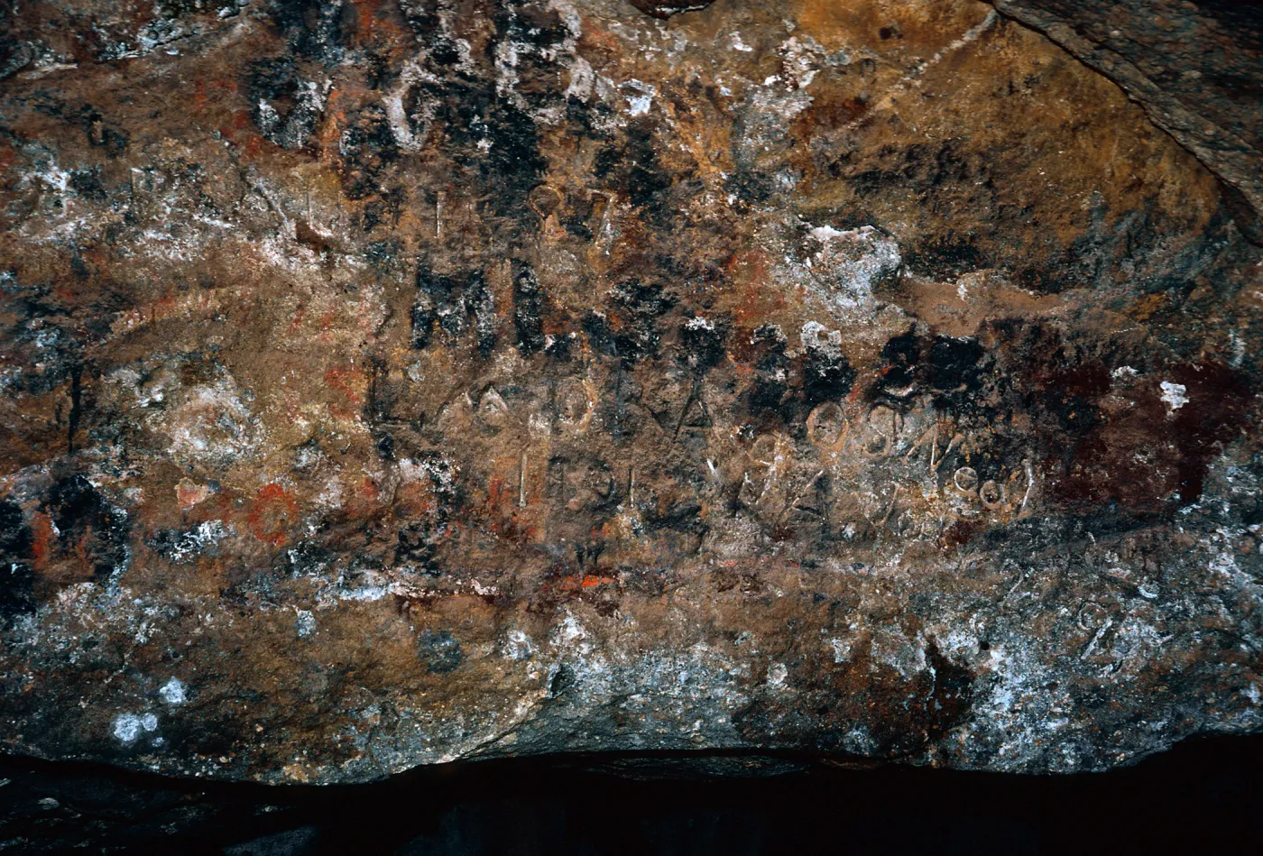 Inscription at East entrance, Cueva Valdez, Santa Cruz Island