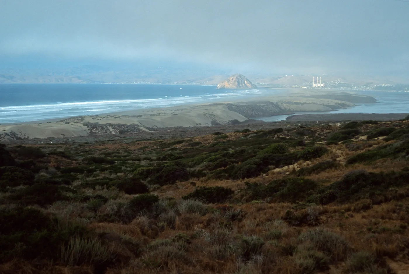 view of Morro Bay from road to Montaña de Oro, San Luis Obispo County