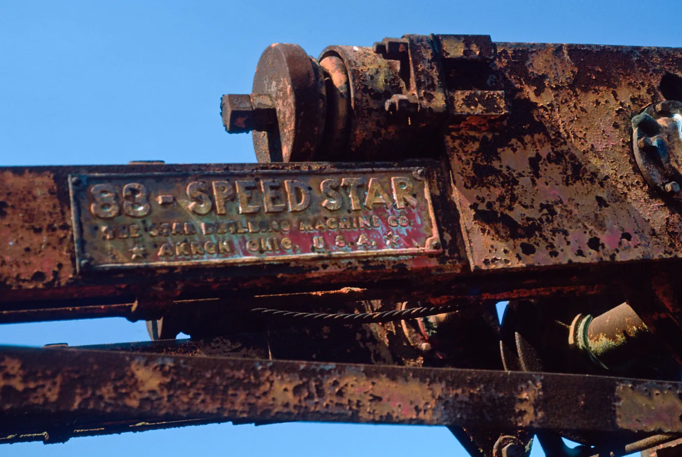 Portable drilling rig, old oil well site, East side, Santa Cruz Island