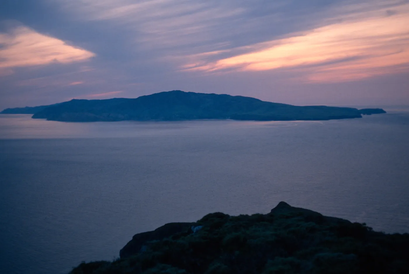 view of Santa Cruz Island, sunset, West Anacapa Island