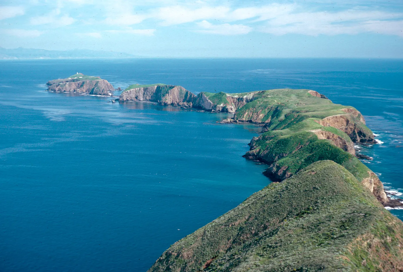 Middle & East Anacapa Islands from East end of terrace, West Anacapa Island