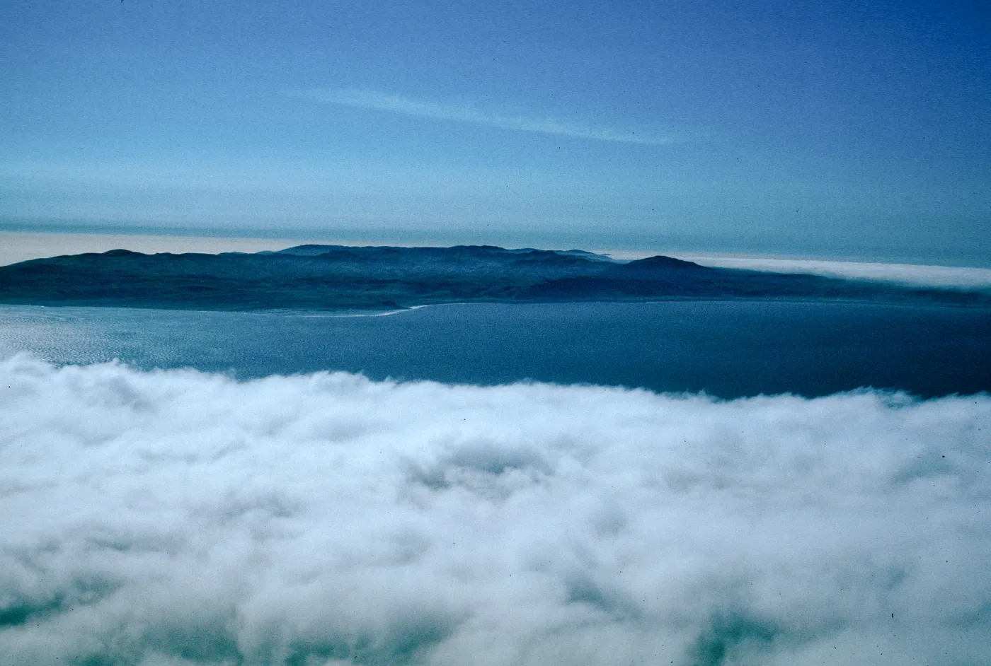 view of Santa Rosa Island w/fog over West end of Santa Cruz Island