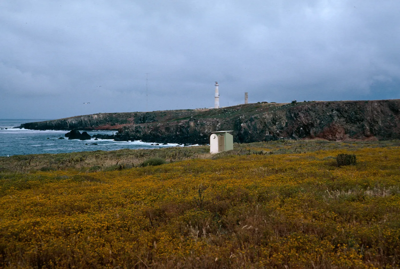 lighthouse, North island from Hemizonia flats at South end, Todos Santos Island