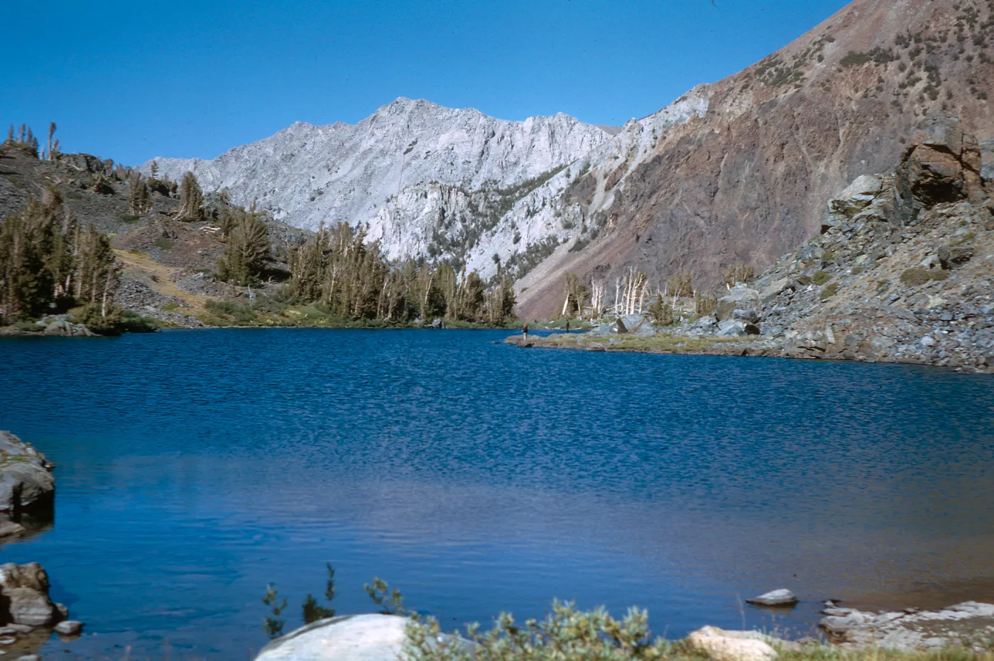 lower Hoover Lake, Neil on point, Bob beyond, 8/26/1966