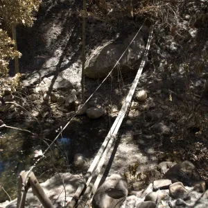 water pipes across Mission Creek after the Jesusita Fire