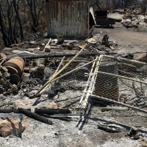 fire debris at the Gane House site, after the Jesusita Fire