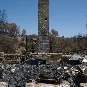 inside the Gane House, after the Jesusita Fire
