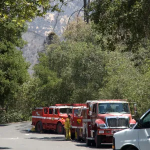fire personnel at Santa Barbara Botanic Garden after the Jesusita Fire