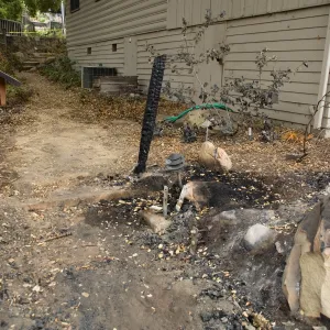 side of Cottage where deck burned, after the Jesusita Fire