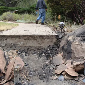 site of burned Home Demonstration Deck, Santa Barbara Botanic Garden, after the Jesusita Fire