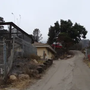 driveway behind the Hort Unit, after the Jesusita Fire