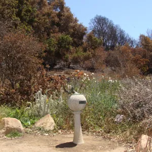 Sundial at the top of the Meadow, after the Jesusita Fire