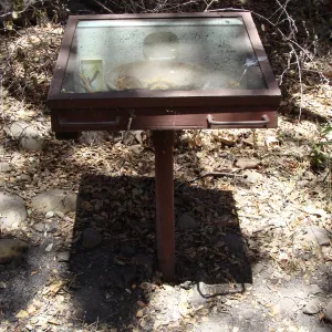 Fiber Arts Display case, after the Jesusita Fire