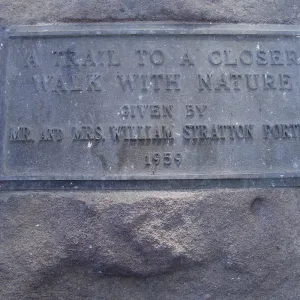 Porter Trail dedication plaque, after the Jesusita Fire