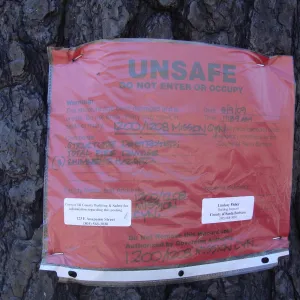 red tag at the Gane/Lotterhos site, after the Jesusita Fire