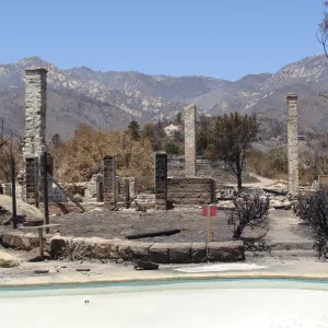 view from the Gane/Lotterhos site to the mountains, after the Jesusita Fire
