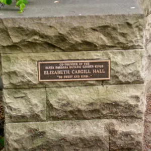 Plaque on bench at Fiber Arts Display
