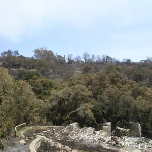 Director's Residence with view to the Gane House site, after the Jesusita Fire