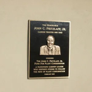 plaque honoring John C. Pritzlaff, Jr., Dedication of new Conservation facility, SBBG 2006 Projects