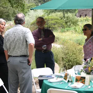 Bliss Luncheon, on the Blaksley Boulder patio, Nancy Johnson and Dieter Wilken
