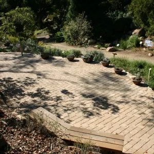 Discovery Garden pavered patio in the Arroyo, SBBG event location