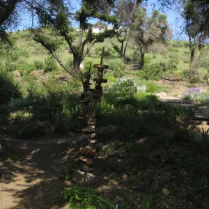 One year after Jesusita Fire. Meadow View with Art From the Ashes sculptures