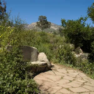 stone Pritchett Bench on the Pritcehtt Trail, SBBG 2 years after the Jesusita Fire