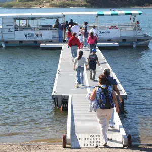 SBBG boat, Lake Casitas, SBBG education tours, 2005-2006