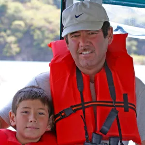 kids in life jackets, Lake Casitas, SBBG education tours, 2005-2006