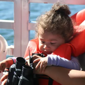 kids in life jackets, Lake Casitas, SBBG education tours, 2005-2006