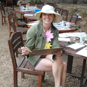 charcoal drawings activity, Art from Ashes event, SBBG