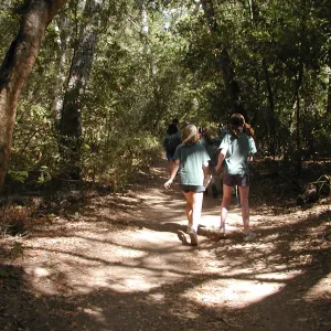 walking on the Canyon Trail, Mission Canyon, kids, SBBG Summer Nature Camp, 2002