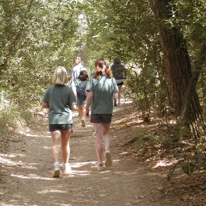 walking on the Canyon Trail, Mission Canyon, kids, SBBG Summer Nature Camp, 2002