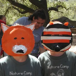 painted animal masks, SBBG Summer Nature Camp, 2002