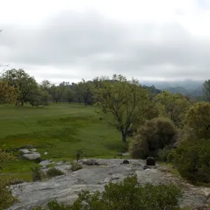 view from top of Wagon Caves rock shelter, Fort Hunter Liggett, SBBG Research and Conservation staff field trip, 2006