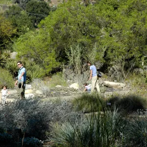family strolling in the Garden, Desert Section, SBBG Community Free Day, October 16 2011