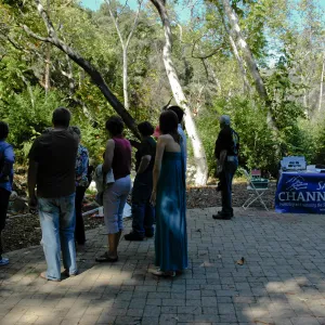 Santa Barbara Channel Keeper table and demonstration, Mission Creek, Redwood Section